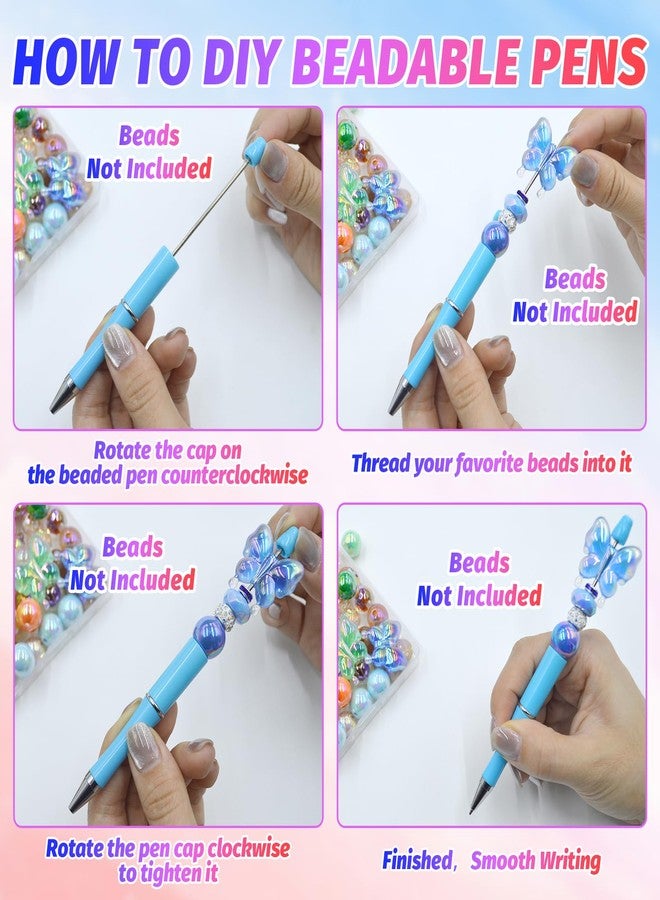 DASTTUIS 150 Pieces DIY Beadable Pen Kit - 50 Plastic Ballpoint Pens with Refills & Bags, Beads Not Included - School Supplies, Office Accessories & Craft Gifts for Students & Teachers (Multicolor) - Image 4