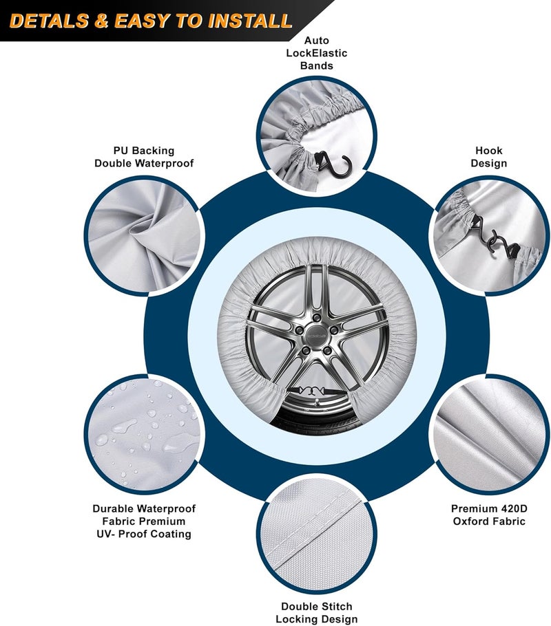 Ssltdm 32" Tire Covers 4 Pack Silver Waterproof Dustproof Wheel Cover - Image 3