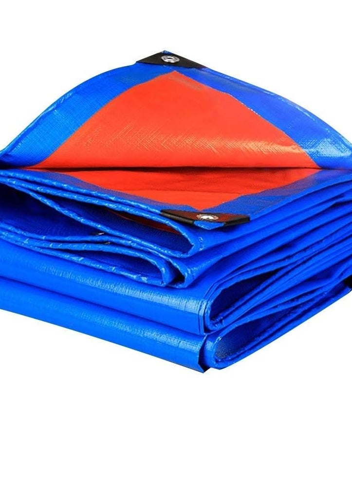 قماش تخييم خارجي متعدد الأغراض، مظلة واقية من الشمس (أزرق/أحمر) (المقاس: 3 أمتار × 5 أمتار) - Image 1