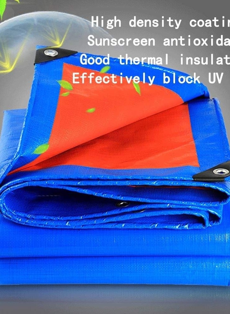 قماش تخييم خارجي متعدد الأغراض، مظلة واقية من الشمس (أزرق/أحمر) (المقاس: 3 أمتار × 5 أمتار) - Image 4