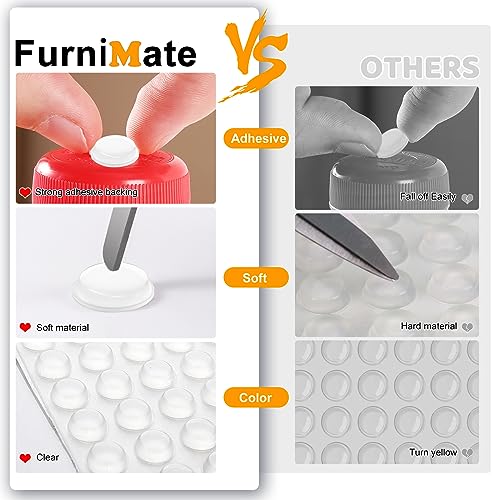 FURNIMATE Cabinet Door Bumper 128PCS- Cabinet Bumpers Clear, Cabinet Stoppers Rubber Bumpers for Cabinet Doors Cushions Soft Close Sound Dampening 1/2 inch - Image 3