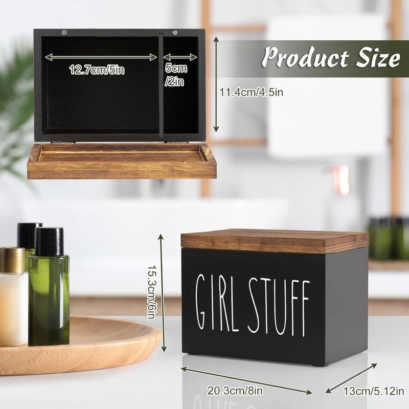 Black Tampon Container Box Sanitary Napkin Holder ABS Material Organizer Storage Display - Image 3