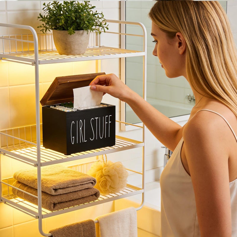 Black Tampon Container Box Sanitary Napkin Holder ABS Material Organizer Storage Display - Image 5