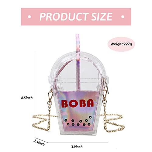 SUKUTU Women's Girls Boba Tea Summer Beach Clear Transparent Cross Body Shoulder Purses - Image 4