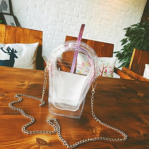 SUKUTU Women's Girls Boba Tea Summer Beach Clear Transparent Cross Body Shoulder Purses - Image 3