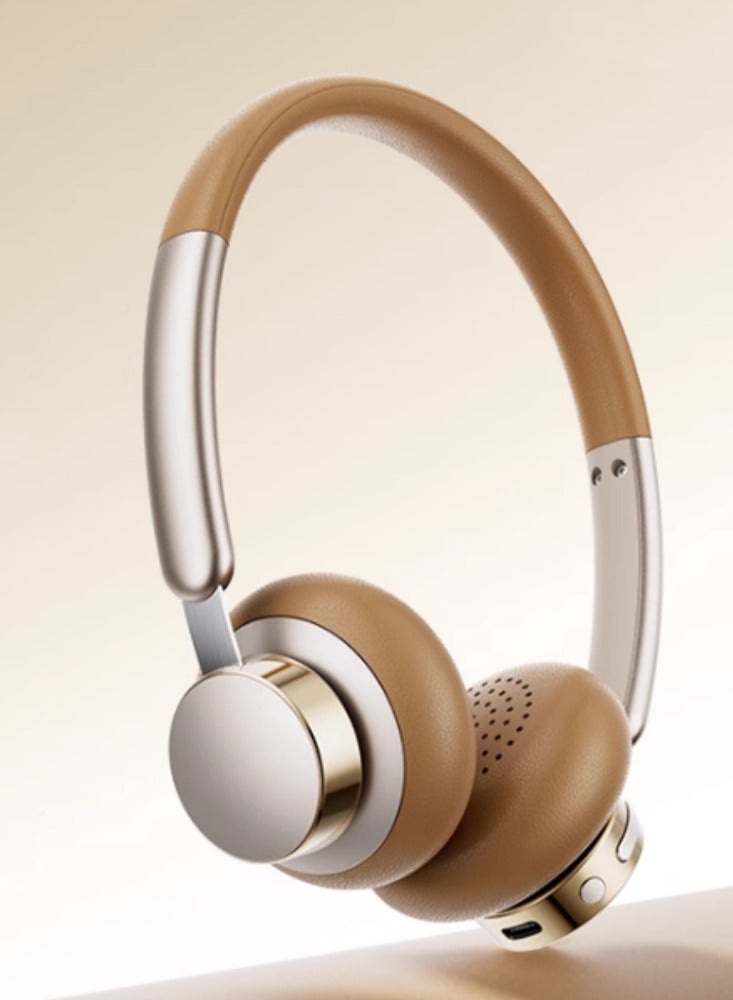 Vintage Bluetooth Headset With High Aesthetics And Noise Reduction,Basic Flowing Gold 70 hour ultra long battery life - Image 1