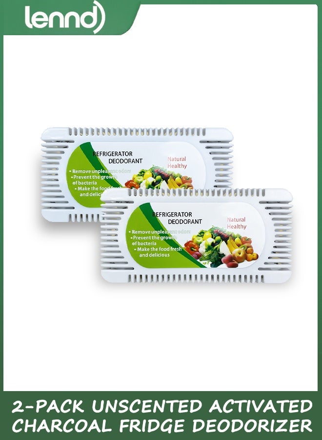 LENND 2-Pack Unscented Activated Charcoal Fridge Deodorizer - More Effective Than Baking Soda - Image 1