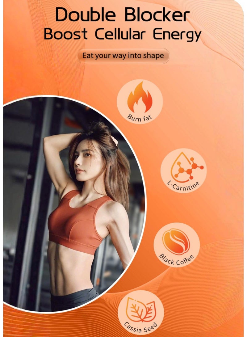 DHOP L-Carnitine Black Coffee Capsules，Double Blocker，Boost Cellular Energy，Fitness Support，Burn Fat for Daily Use with 60 capsules - Image 2