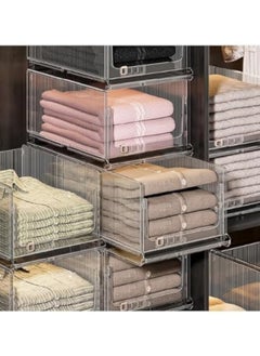 GGEROU 1-Piece Clear Plastic Stackable Clothes Storage Foldable Pull Out Drawers Bins for Closet, 27*48*25cm  - Image 1