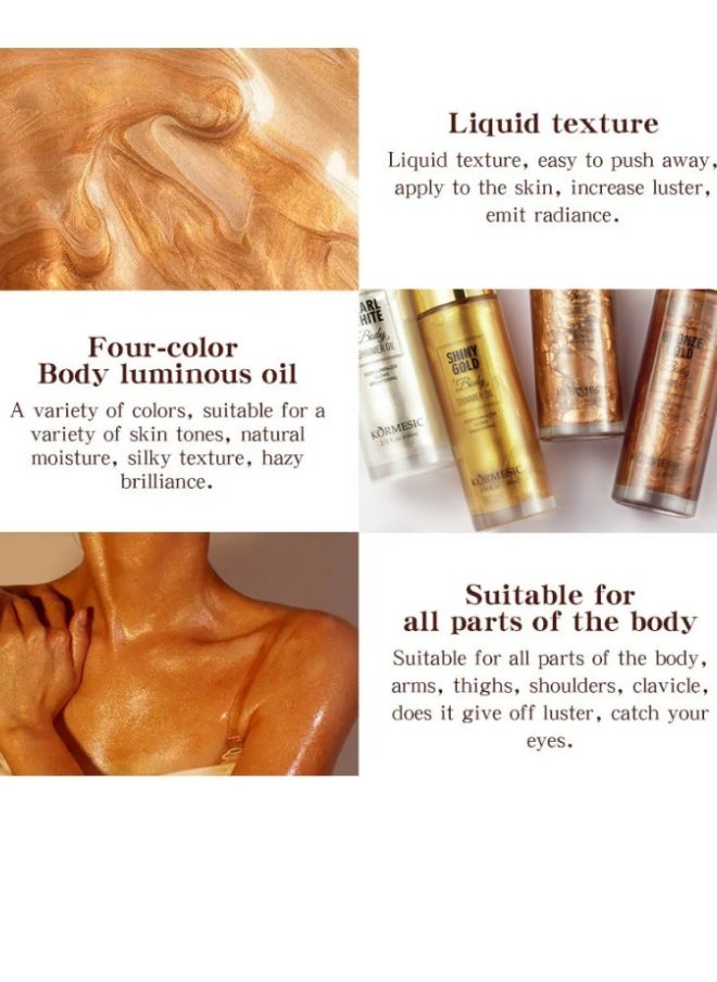 Glitter Body Oil, Moisturizing Lightweight Glitter Glow Illuminator, Non-stick Body Glow Liquid Highlighter Makeup Your Skin, Smooth Liquid Spray Summer Body Illuminator - Gold - pzsku/Z4B950F0DD32E69A4AC49Z/45/_/1729144654/4c6f73c9-0c70-4980-88ae-3d0bab6b9c05