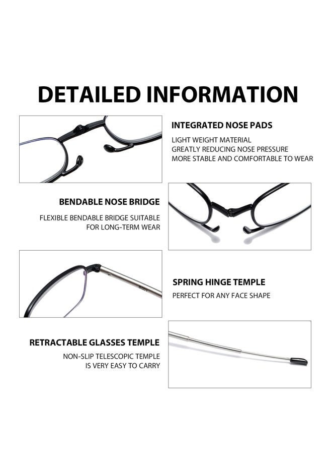 OWTXIS 3 Pack Folding Reading Glasses for Men Women, Keychain Compact Readers Blue Light Portable Pocket Eyeglasses (Black, Gunmetal, Red, +1.50) - Image 4