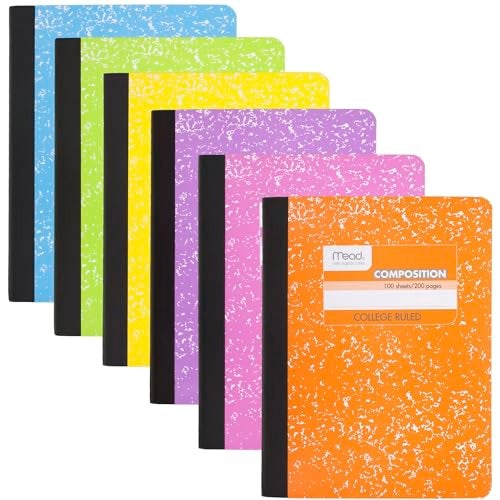 Mead Composition Notebook, 6 Pack, College Ruled Paper, 7-1/2" x 9-3/4", 100 Sheets per Comp Book, Assorted Colors (850106-ECM) - Image 1