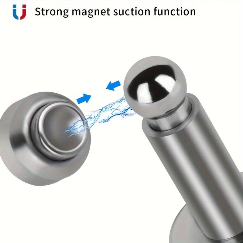 Silvery Heavy Duty Magnetic Door Stopper Fireproof 304 Stainless Steel Adjustable Wall Floor Mounted - Image 3