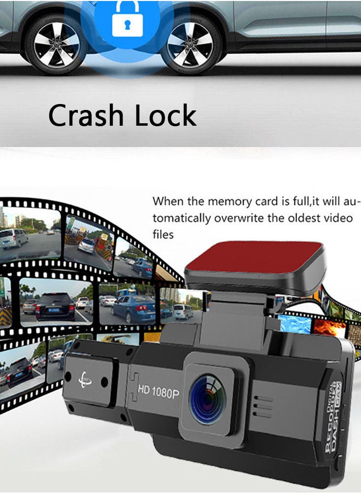Dual Lens Car Video Recorder Auto Dash Cam Car Camera Recorder Night Viewing Loop Recording DVR 170 Degree Wide Angle  Front+rear Car Camera Record