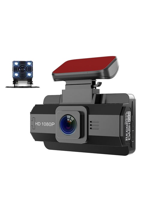 Dual Lens Car Video Recorder Auto Dash Cam Car Camera Recorder Night Viewing Loop Recording DVR 170 Degree Wide Angle  Front+rear Car Camera Record