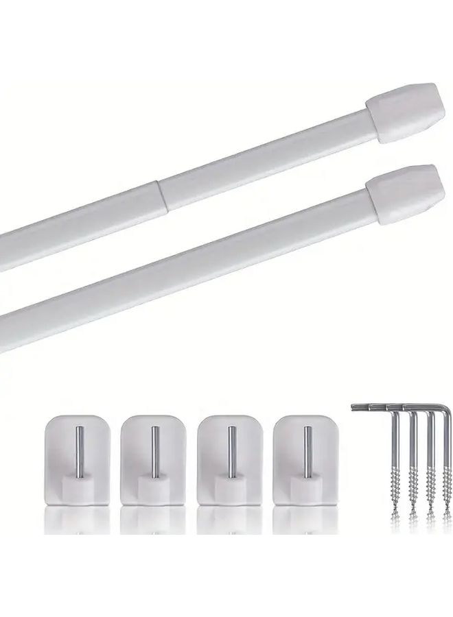 Set Of 2 No Drill Telescoping Curtain Rods 30cm White Rustproof Plastic Kitchen Bathroom - Image 5