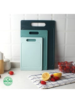 COOK WITH COLOR COOK WITH COLOR Non-Slip Cutting Board Set - Kitchen Essentials with Easy Grip Handle for Meat, Veggies, and Fruits, 3 Cutting Boards, Teal  - Image 2
