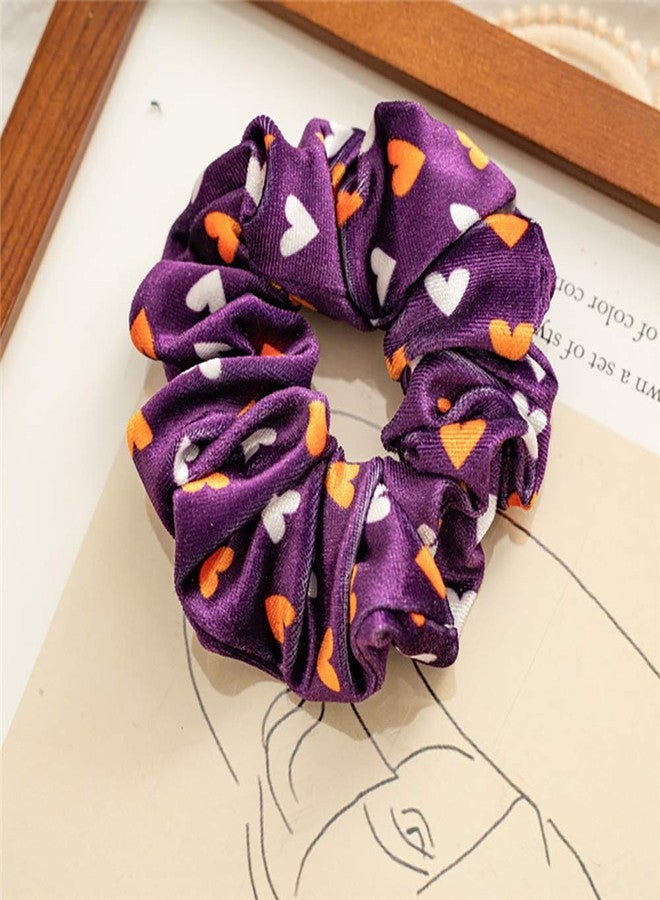 DINPREY 6 Pcs Halloween Scrunchies for Hair Halloween Hair Ties Accessories, Velvet Scrunchy Purple Hair Scrunchies for Woman Girls, Thanksgiving Gift Hair Bands Ponytail Holders for Halloween Costume Party - Image 4