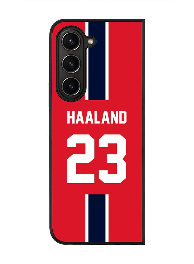 Stylizedd Rugged Black edge case for Samsung Galaxy Z Fold5, Slim fit Soft Case Flexible Rubber Edges Anti Drop TPU Gel Thin Cover -  Football Team - Norway, Player Name - Haaland - Image 1