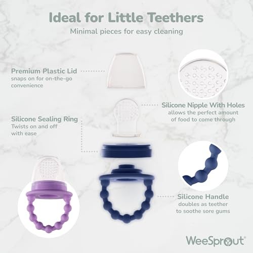 WeeSprout Baby Food Feeder Set - 2 Silicone Feeders & Reusable Freezer Tray with Lid - BPA-Free Fresh Fruit & Veggie Pacifier for Babies & Toddlers - Double as Teething Toys - Dishwasher Safe - Image 3