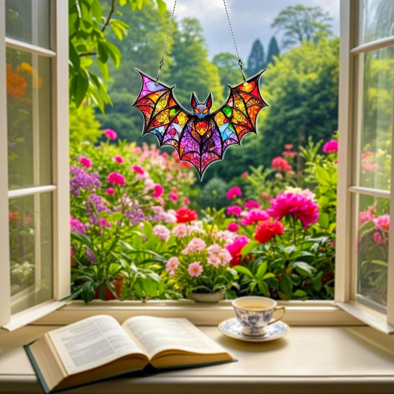 thmnj Bat Halloween Ornaments Colorful Window Hanging Decorations Home Wall Decor for Indoor Outdoor - Image 5