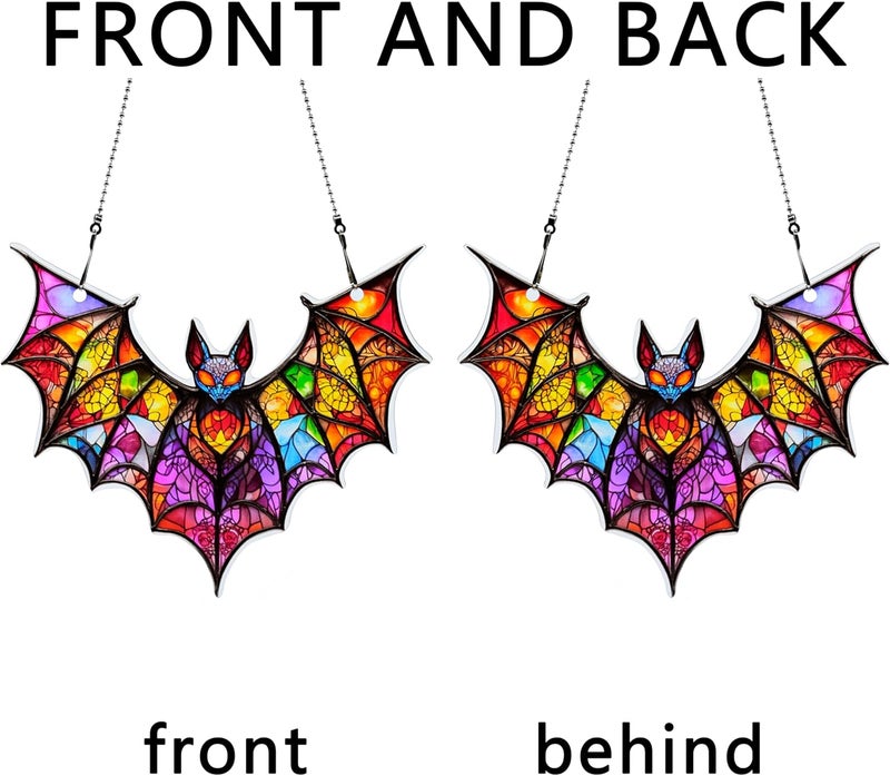 thmnj Bat Halloween Ornaments Colorful Window Hanging Decorations Home Wall Decor for Indoor Outdoor - Image 4