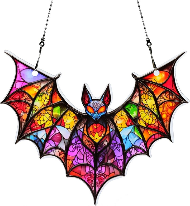 thmnj Bat Halloween Ornaments Colorful Window Hanging Decorations Home Wall Decor for Indoor Outdoor - Image 1