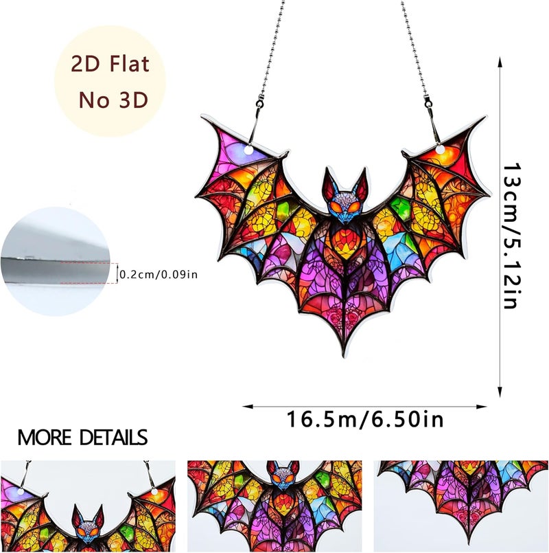 thmnj Bat Halloween Ornaments Colorful Window Hanging Decorations Home Wall Decor for Indoor Outdoor - Image 2