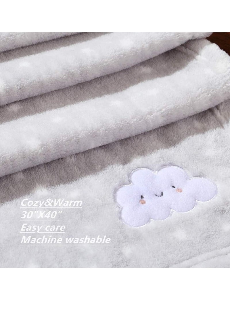 CREVENT - 76x102cm Cute Cozy Fluffy Warm Baby Blanket for Boys Infants Toddlers Bedding Crib Cot Stroller Baby Shower Birthday Newborn's Gift Grey Cloud - Image 1