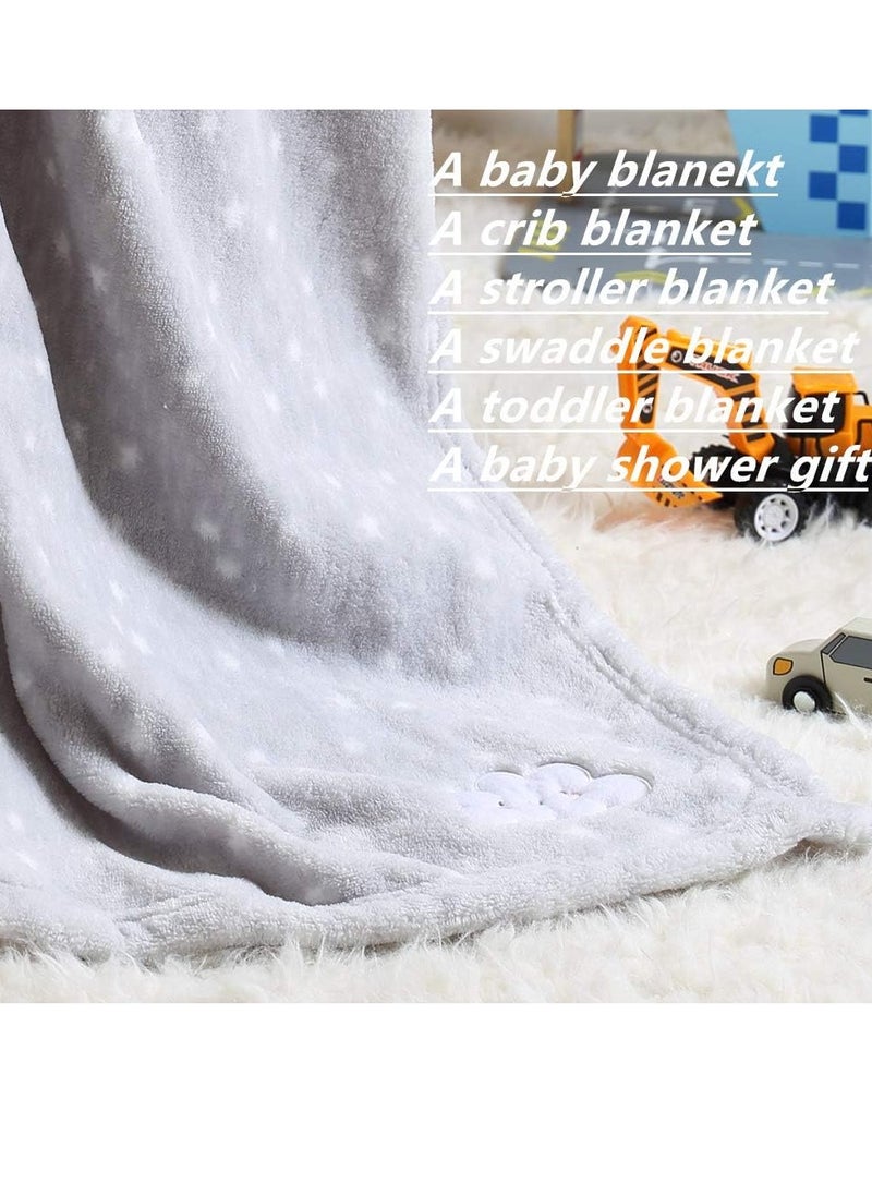 CREVENT - 76x102cm Cute Cozy Fluffy Warm Baby Blanket for Boys Infants Toddlers Bedding Crib Cot Stroller Baby Shower Birthday Newborn's Gift Grey Cloud - Image 1