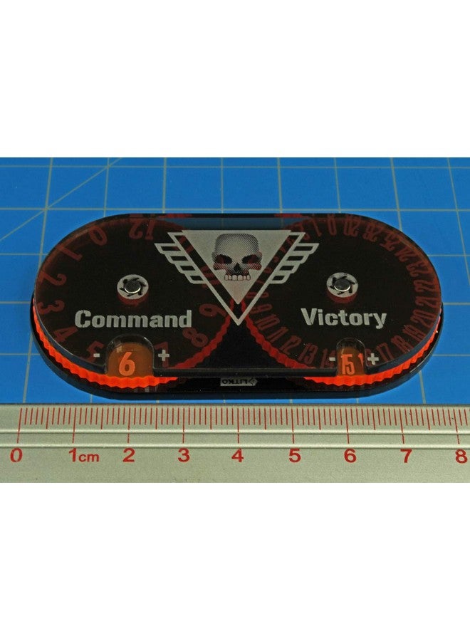 LITKO Command & Victory Point Tracker | Compatible with Warhammer 40K: Kill Team | Laser-Cut Acrylic Score Dial | Command (0-12) & Victory Points (0-30) Indicator | Fluorescent Orange/Translucent Grey - Image 3