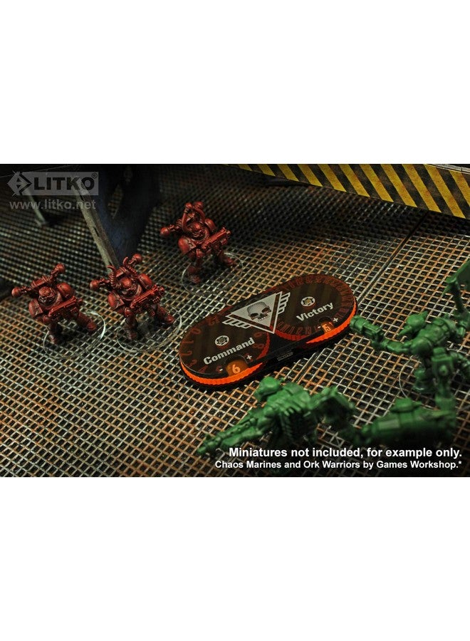 LITKO Command & Victory Point Tracker | Compatible with Warhammer 40K: Kill Team | Laser-Cut Acrylic Score Dial | Command (0-12) & Victory Points (0-30) Indicator | Fluorescent Orange/Translucent Grey - Image 2