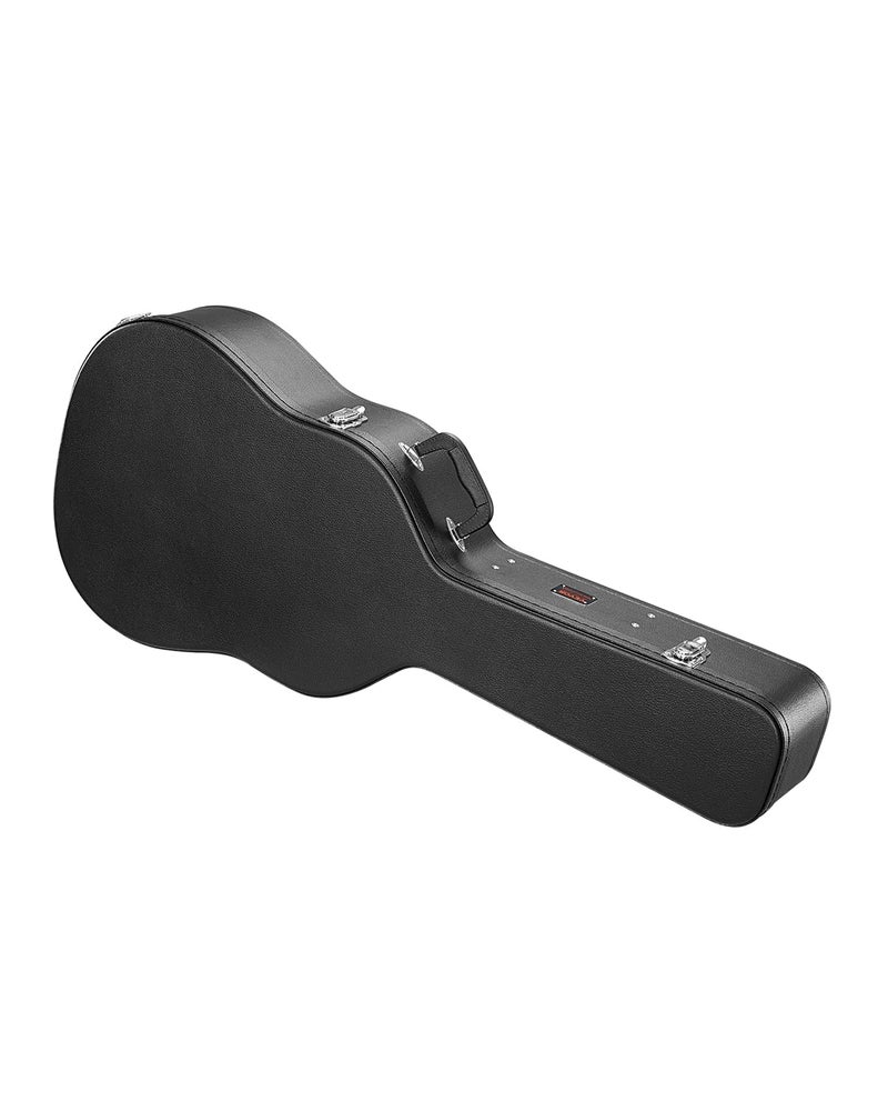 VEVOR Acoustic Guitar Hard Case, 43.31 in Gourd-Shaped Guitar Hard Case, With Lock Latch Key Handle, PVC Padding Soft Lining Water-Resistant Hard Shell Guitar Case, for 39-41 in Acoustic Guitar, Black - Image 1
