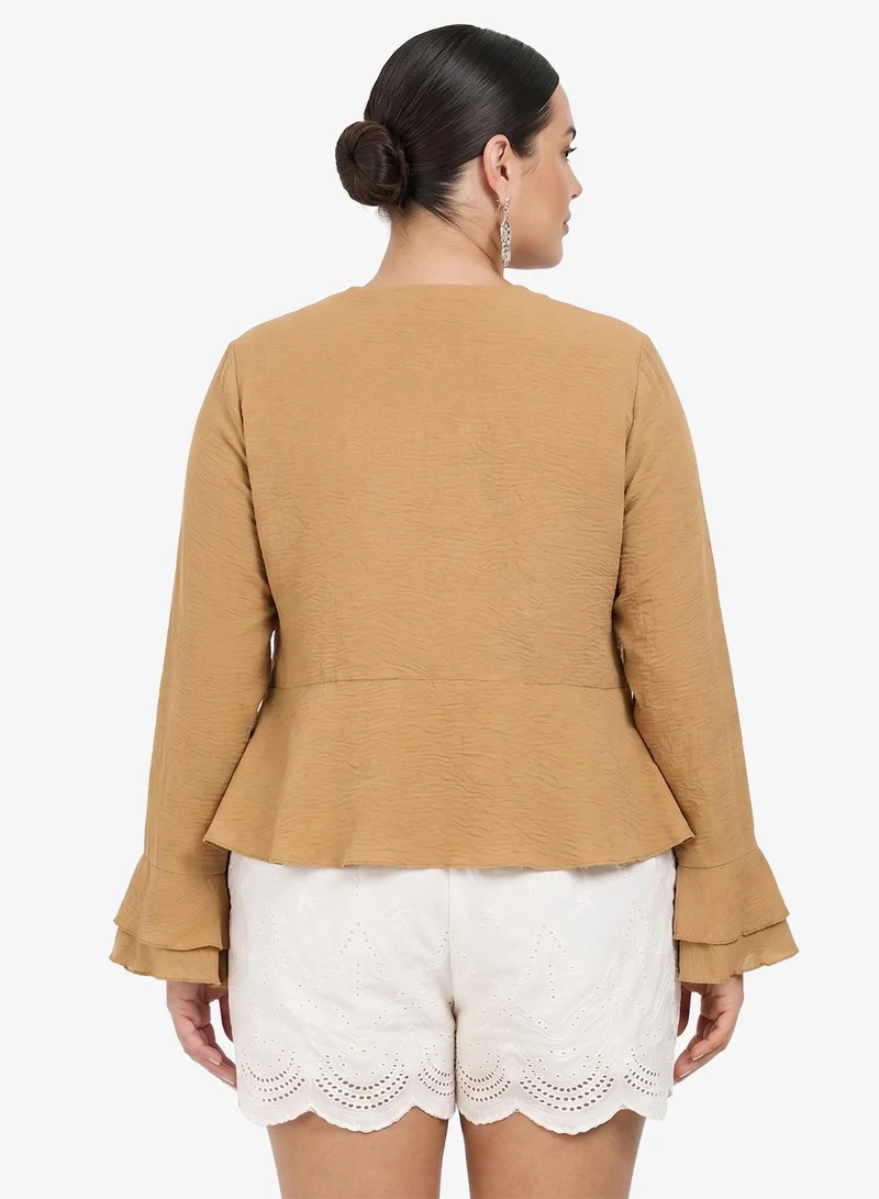Ginger Plus Bow Tie Detail Top