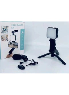 AY-49 Vlogging Video Making Flexible Tripod Kit For Mobile Phones With Microphone And Light