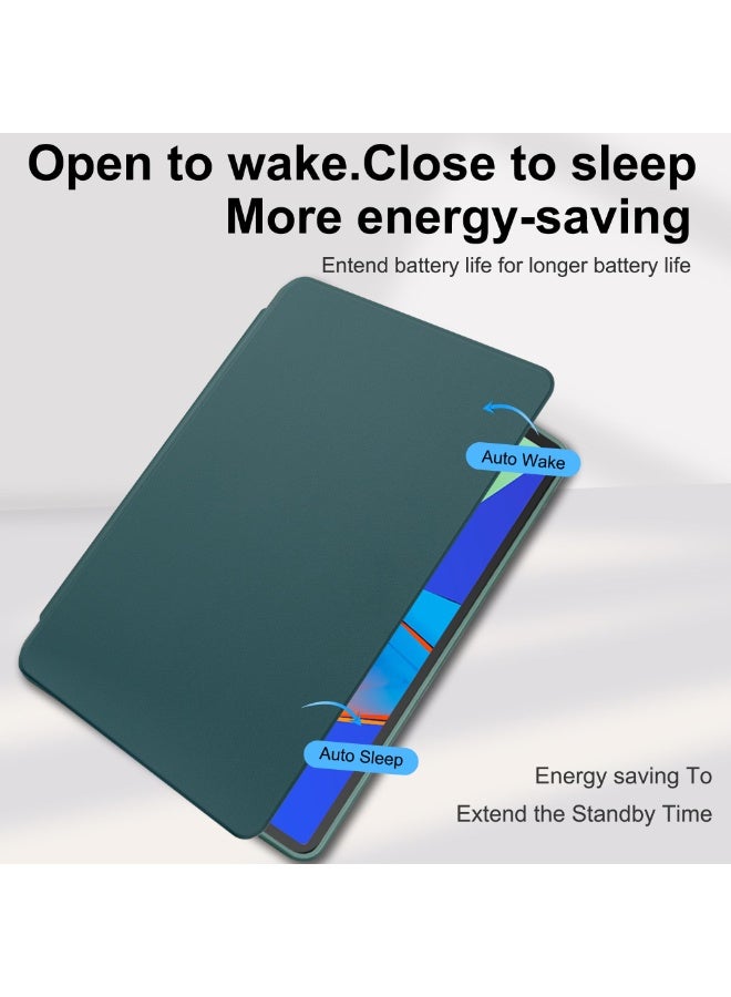 eGreen99 for [Redmi Pad Pro 12.1-Inch / Pad 2 Pro 12.1-Inch] [Xiaomi POCO Pad 12.1-Inch] Case Cover,Tablet Protective Case, Acrylic 360 ° Rotating Design, Automatic Wake-up/sleep, Soft Leather,Dark Green - Image 4