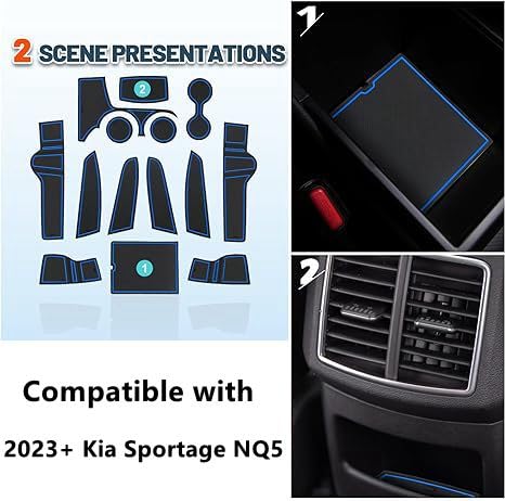 RUIYA حصيرة فتحة الباب لسيارة كيا سبورتاج 2023+ ملحقات حصيرة داخلية 2023+ إدراج حامل الأكواب لسيارة كيا سبورتاج مركز التحكم حصيرة متوافقة مع كيا سبورتاج 2023 2024 2025 (14 قطعة/مجموعة) - Image 3