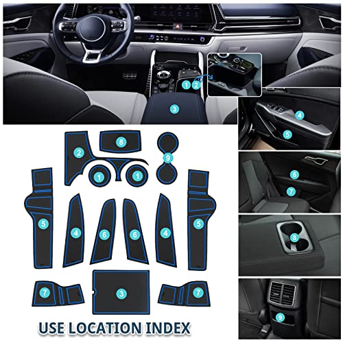 RUIYA حصيرة فتحة الباب لسيارة كيا سبورتاج 2023+ ملحقات حصيرة داخلية 2023+ إدراج حامل الأكواب لسيارة كيا سبورتاج مركز التحكم حصيرة متوافقة مع كيا سبورتاج 2023 2024 2025 (14 قطعة/مجموعة) - Image 2