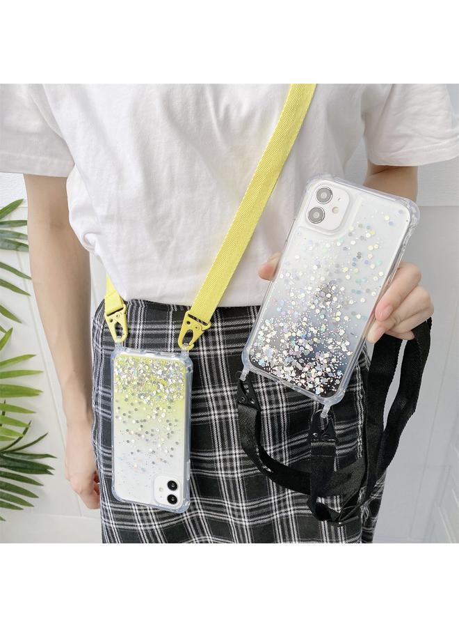 Zaboon Case For iPhone 13 Pro Max Gradient Glitter Powder Epoxy TPU Thickened Acrylic Shockproof Case with Wide Neck Lanyard - Image 5