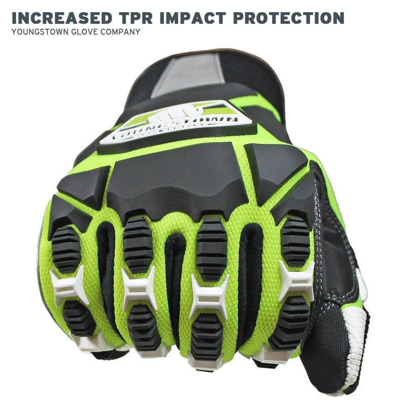 Youngstown Glove Company Youngstown Gloves Cut Resistant Titan XT Vibration & Impact Dampening Work Gloves For Men - Kevlar Lined, Puncture Resistant- Lime Green, Medium  - Image 4
