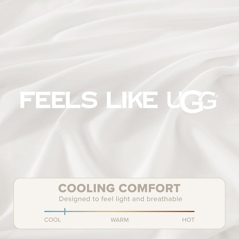 أوغ مجموعة أغطية سرير وأغطية وسائد UGG 01326 Alahna Queen (4 قطع) – نوم فاخر، قابلة للغسيل في الغسالة، مقاومة للتجاعيد، تقنية تبريد ناعمة، راحة موسمية دائمة، مقاس سرير كوين (Queen) - Image 5