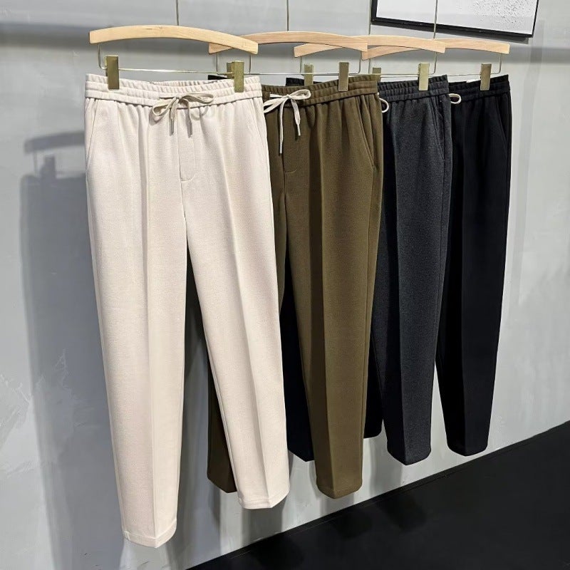 2023 Mens Straight Casual Pants Autumn Winter Grey  - Image 1