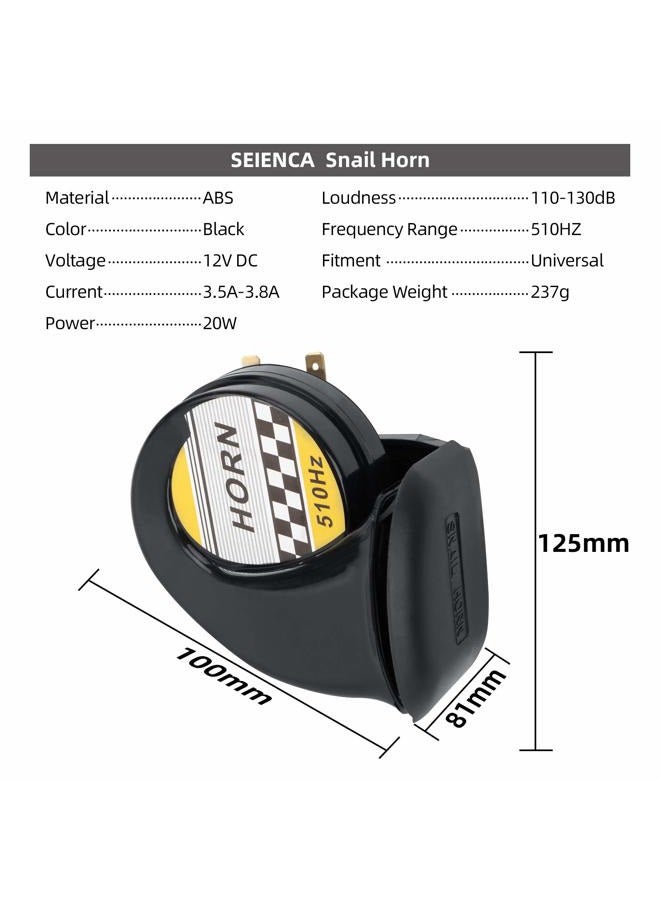 SEINECA Universal 12V Snail Horn Siren 130DB High Tone 510HZ Waterproof Electric Air Horn for Motorcycle Auto Car Scooter（Black） - Image 4