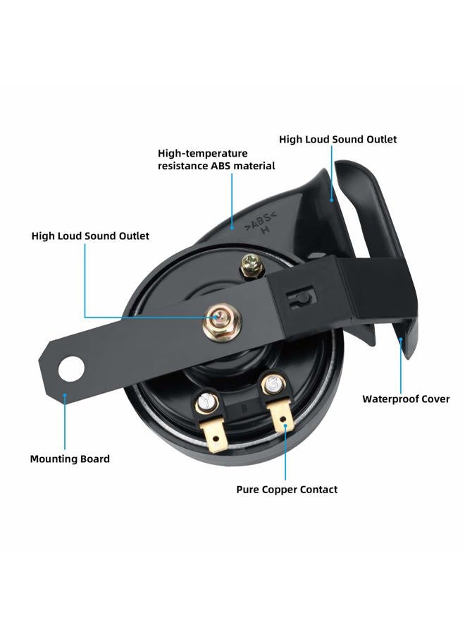 SEINECA Universal 12V Snail Horn Siren 130DB High Tone 510HZ Waterproof Electric Air Horn for Motorcycle Auto Car Scooter（Black） - Image 5