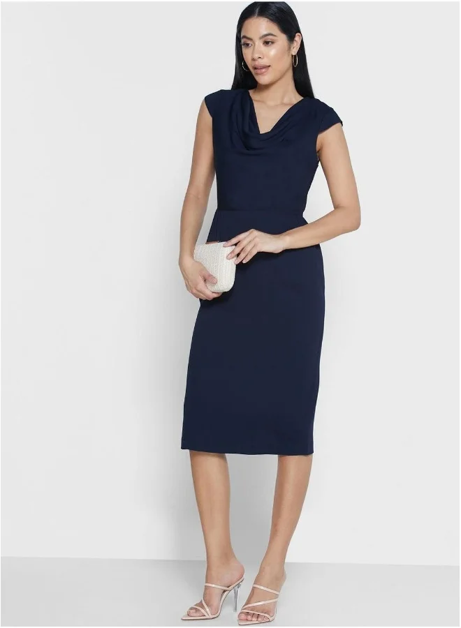 GANT Cowl Neck Midi Dress