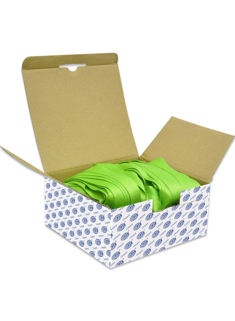 FIS Pack of 50 Pieces Flat Lanyard With Hook And Safety Buckle Badge Holder Green - Image 2