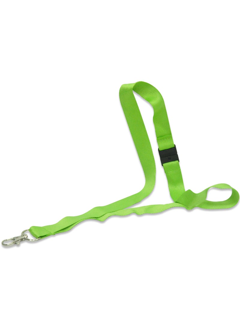 FIS Pack of 50 Pieces Flat Lanyard With Hook And Safety Buckle Badge Holder Green - Image 1