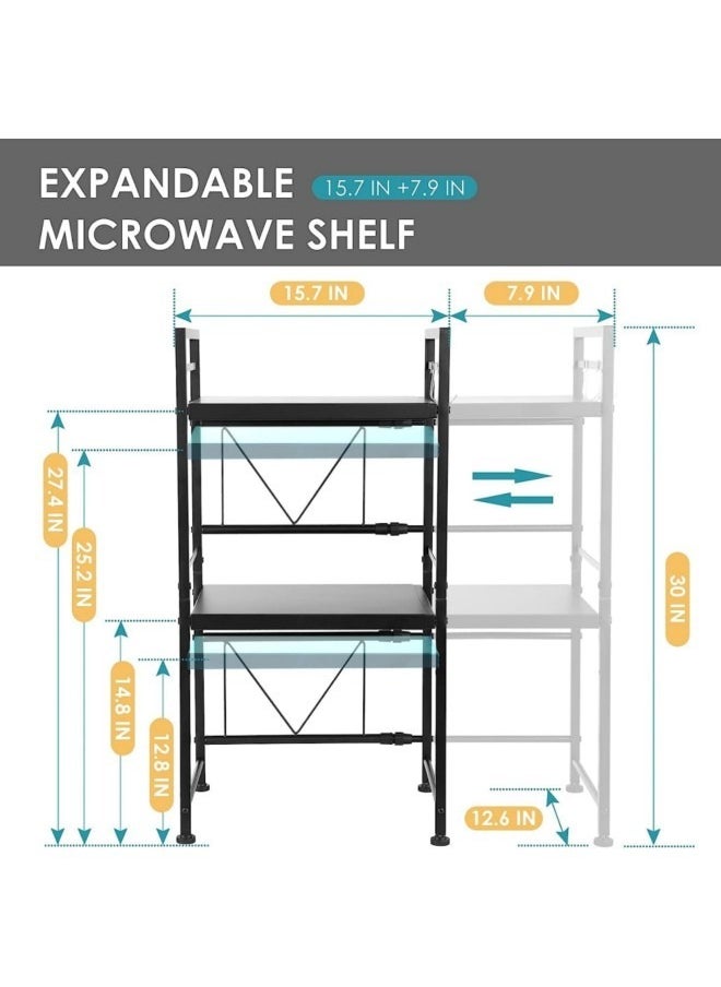 رف فرن الميكروويف قابل للتمديد، رف الميكروويف/محمصة الخبز، حامل عالي التحمل، منظم سطح طاولة المطبخ، ارتفاع وطول قابلان للتعديل، 3 طبقات مع 6 خطافات، سعة وزن 55 رطلاً - pzsku/Z4B95BA6857723910E151Z/45/_/1704421073/36c81fd9-6e40-4427-95b1-468655ea5d6c