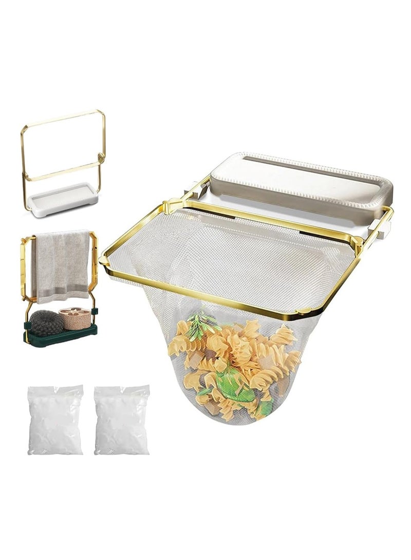 Relex Kitchen Sink Strainer Mesh Bag, 200 PCS Disposable Sink Filter Mesh Bag with Metal Holder, Kitchen Sink Strainer for Kitchen Waste Leftover and Leftovers Residue (White) - Image 1