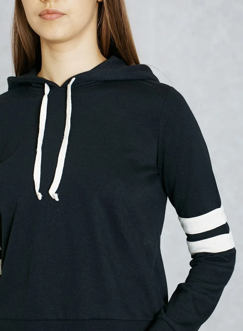FOREVER 21 Striped Detailed Hoodie